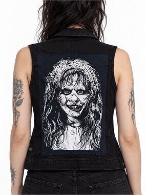 ROYAL BONES XS BLACK DENIM VEST HORROR GRAPHIC GOTH PUNK GRUNGE ALT HALLOWEEN